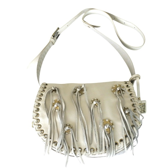 Carlos Falchi Handbags - Chi Carlos Falchi ivory cream leather fringe  boho crossbody purse bag